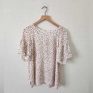 LOFT Women’s Large Tired Bell Sleeve Career Casual Flowy Blouse